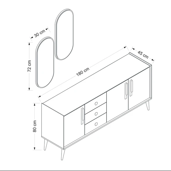 Minar Mitra Konsol Aynalı Set - Beyaz-Artisan (Konsol+Ayna Pano) - Resim 8