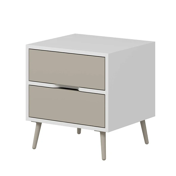 Minar Elina Ayaklı Komodin Beyaz-Kumtaşı - Resim 5