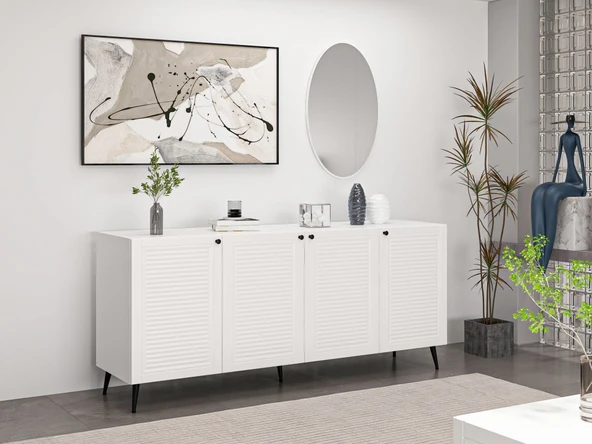 Minar Kale Aynalı Konsol Pandora - Beyaz Beyaz - Resim 3