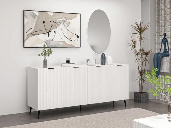 Minar Kale Aynalı Konsol Plus - Beyaz Beyaz - Resim 2