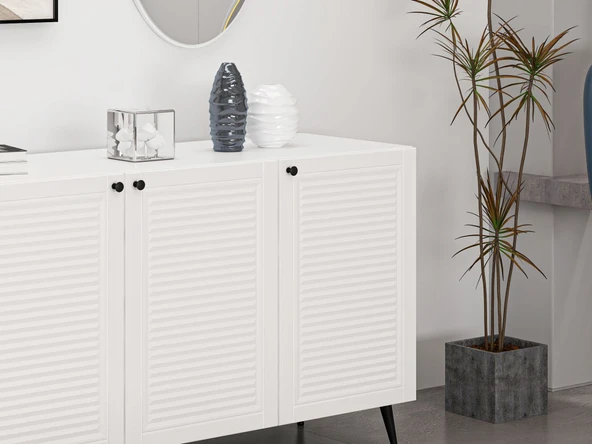 Minar Kale Aynalı Konsol Pandora - Beyaz Beyaz - Resim 4