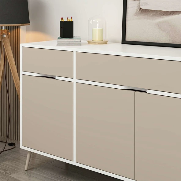 Minar Elina Ayaklı Konsol Beyaz-Kumtaşı - Resim 3