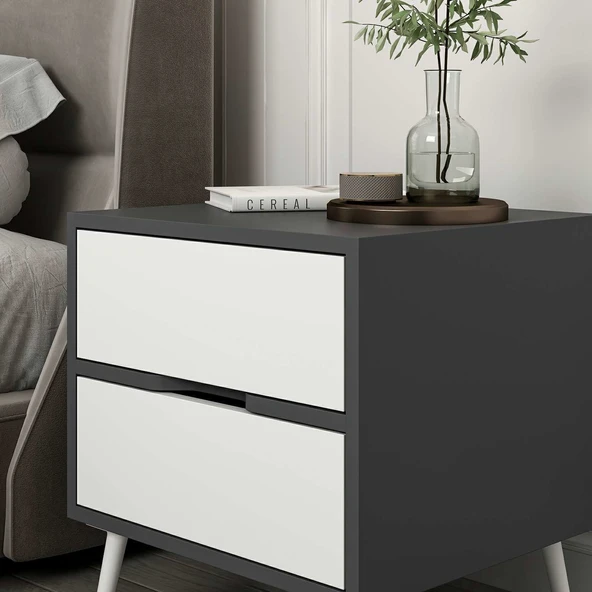 Minar Elina Ayaklı Komodin Antr-Beyaz - Resim 3