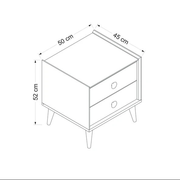 Minar Mitra Komodin 2C-Düz Beyaz-Artisan - 7