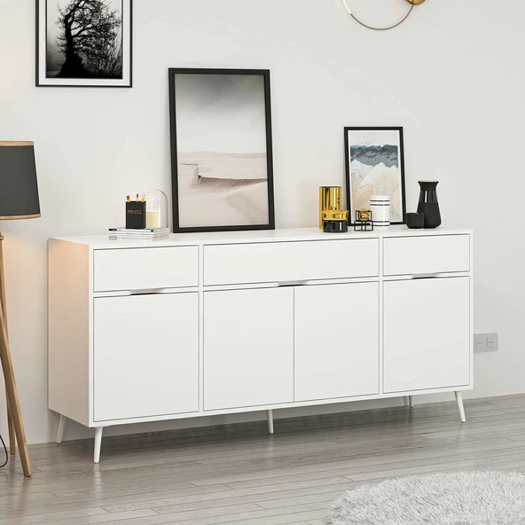 Minar Elina Ayaklı Konsol Beyaz-Beyaz - Resim 4