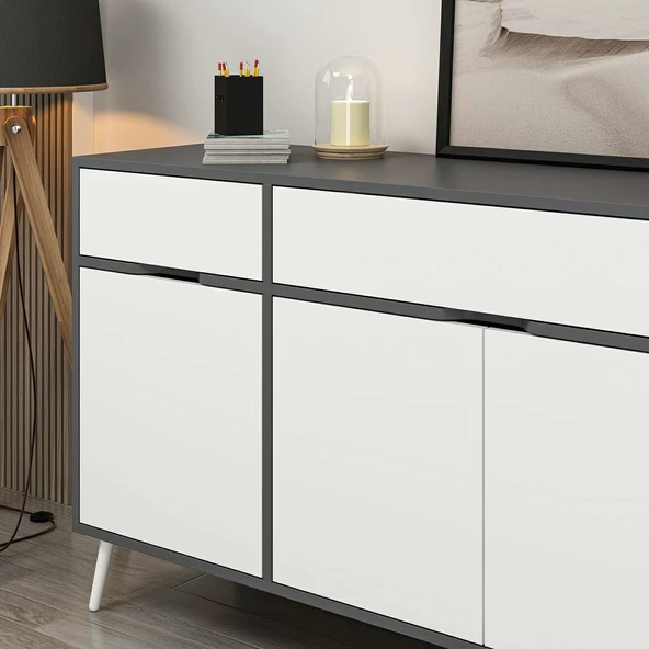 Minar Elina Ayaklı Konsol Antr-Beyaz - Resim 3