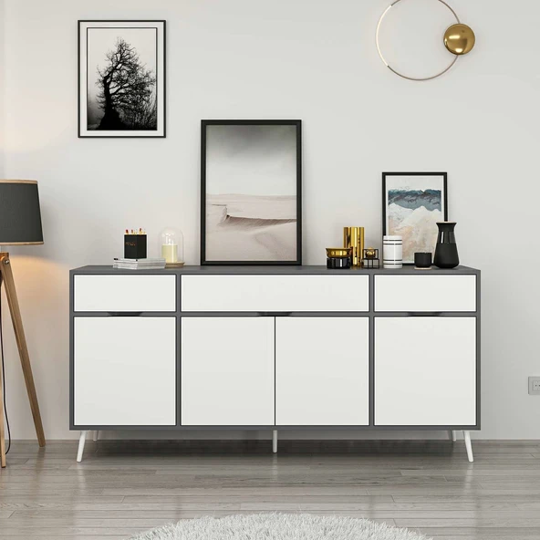 Minar Elina Ayaklı Konsol Antr-Beyaz - Resim 2