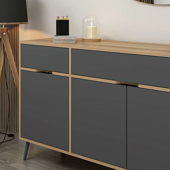 Minar Elina Ayaklı Konsol Aynalı Dore-Antrasıt - Resim 3