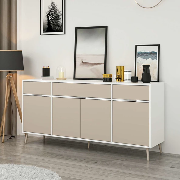 Minar Elina Ayaklı Konsol Beyaz-Kumtaşı ürün görseli 1