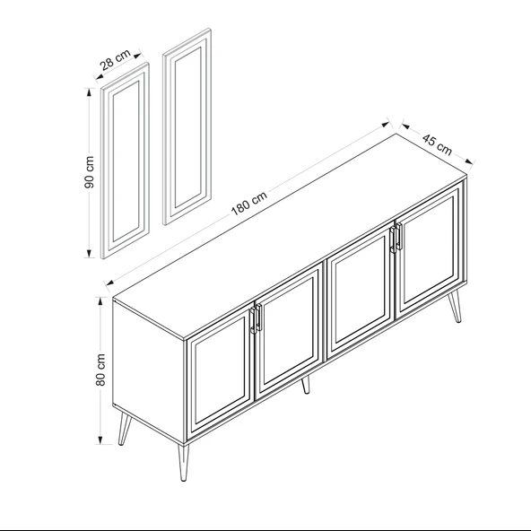 Minar Prıme Konsol Aynalı Set - Kumtaşı (Konsol+Ayna Pano) - Resim 8