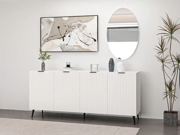 Minar Kale Aynalı Konsol Plus - Beyaz Beyaz - Resim 3