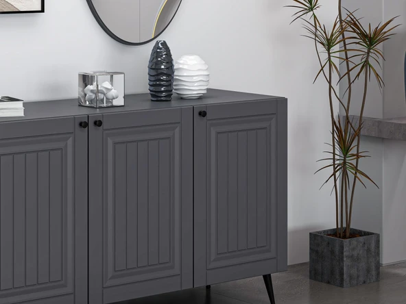 Minar Kale Aynalı Konsol İlkbahar - Antrasit Antrasit - Resim 4