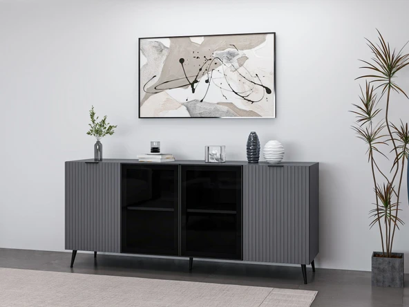 Minar Kale Konsol Plus - Antrasit Antrasit Füme Cam - Resim 3