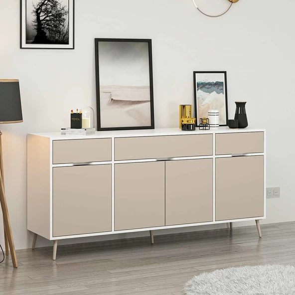 Minar Elina Ayaklı Konsol Beyaz-Kumtaşı - Resim 4