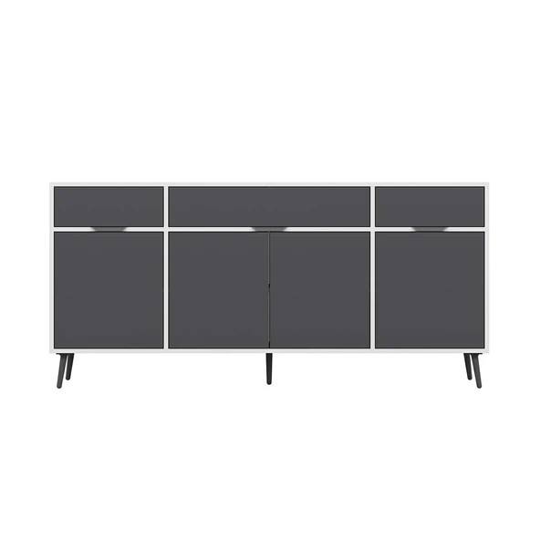 Minar Elina Ayaklı Konsol Aynalı Beyaz-Antrasıt - Resim 5