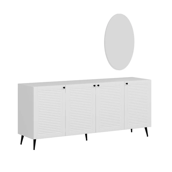 Minar Kale Aynalı Konsol Pandora - Beyaz Beyaz - Resim 5