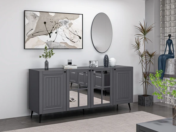 Minar Kale Aynalı Konsol İlkbahar - Antrasit Aynalı Antrasit - Resim 2