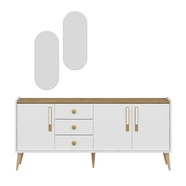 Minar Mitra Konsol Aynalı Set - Beyaz-Artisan (Konsol+Ayna Pano) - Resim 6