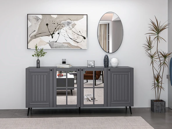 Minar Kale Aynalı Konsol İlkbahar - Antrasit Aynalı Antrasit ürün görseli