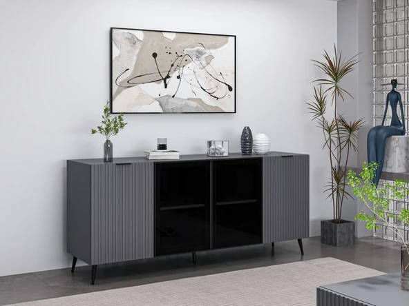 Minar Kale Konsol Plus - Antrasit Antrasit Füme Cam - Resim 2