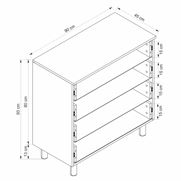 Minar Lotus Şifonyer 4 Çek-Artisan-Beyaz - Resim 8