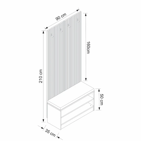 Minar Kale Dekor Panel Ayakkabılık Minderli Byz Mbrn Çizgili Byz - Resim 8