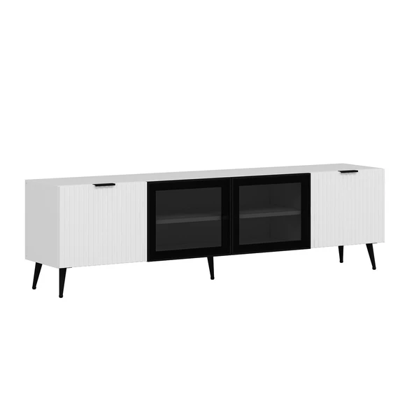 Minar Kale Tv Ünitesi Plus - Beyaz Beyaz Füme Cam - Resim 6