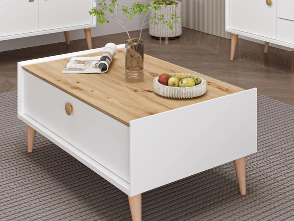 Minar Mitra Orta Sehpa-Beyaz-Artisan - Resim 3