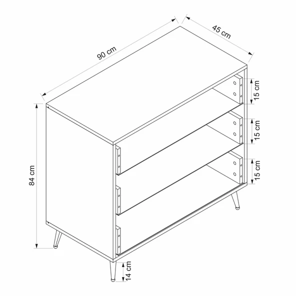 Minar Kale Şifonyer Pandora - Antrasit Antrasit - Resim 7