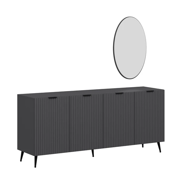 Minar Kale Plus Set2 Tv + Orta Sehpa + Aynalı Konsol Antrasit - 5