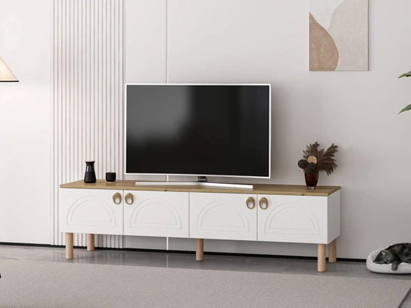 Minar Lotus Tv Unıtesı-Beyaz-Artisan - Resim 4