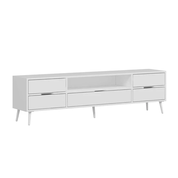 Minar Elina Ayaklı Tv Ünitesi Beyaz-Beyaz - Resim 5