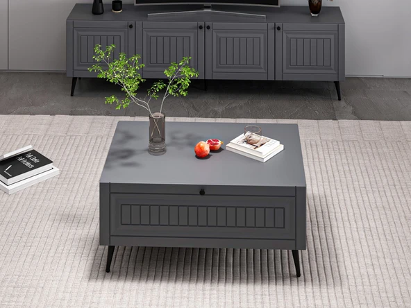 Minar Kale Orta Sehpa İlkbahar - Antrasit Antrasit - Resim 2