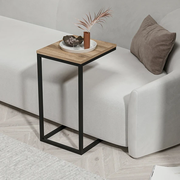 Minar Davin Yan Sehpa Dore (Siyah Ayaklı) - Resim 2