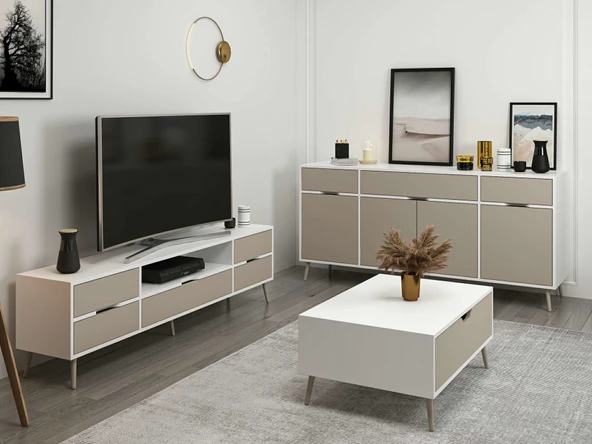 Minar Elina Set1 Beyaz-Kumtaşı - Resim 3