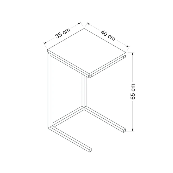 Minar Davin Yan Sehpa Dore (Siyah Ayaklı) - Resim 7