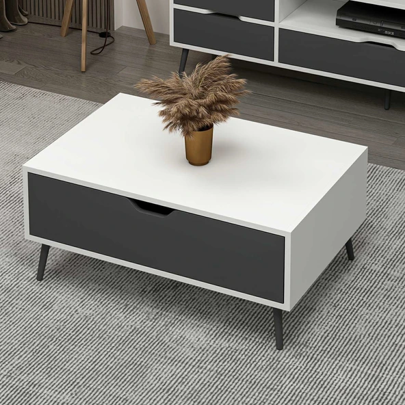 Minar Elina Ayaklı Orta Sehpa- Beyaz-Antr - Resim 2