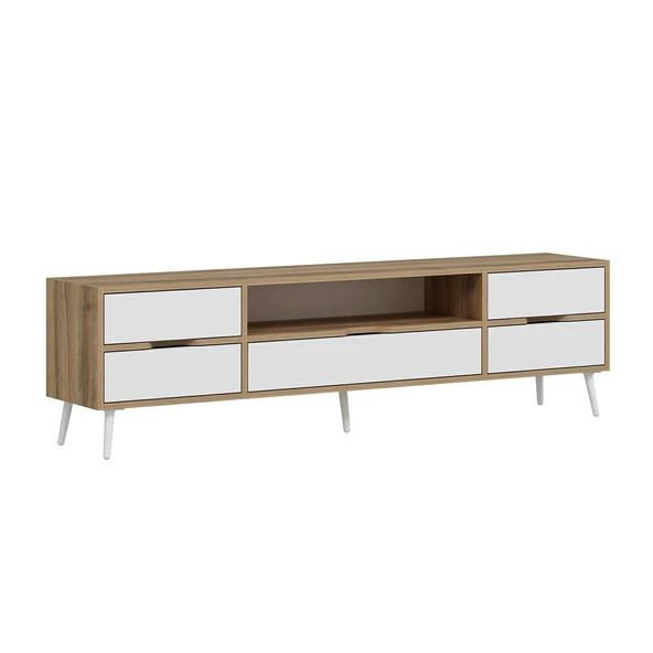 Minar Elina Ayaklı Tv Ünitesi Dore-Beyaz - Resim 5