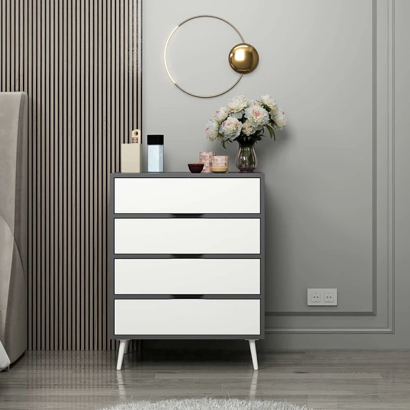 Minar Elina Ayaklı Şifonyer Antr-Beyaz - Resim 2