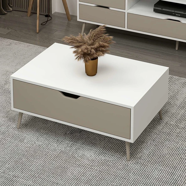 Minar Elina Ayaklı Orta Sehpa- Beyaz-Kumtaşı - Resim 2