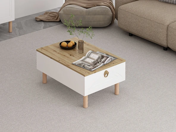 Minar Lotus Orta Sehpa-Beyaz-Artisan - Resim 4