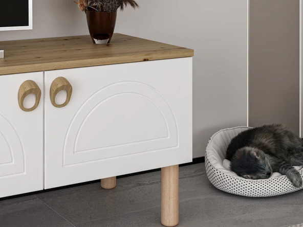 Minar Lotus Tv Unıtesı-Beyaz-Artisan - Resim 2