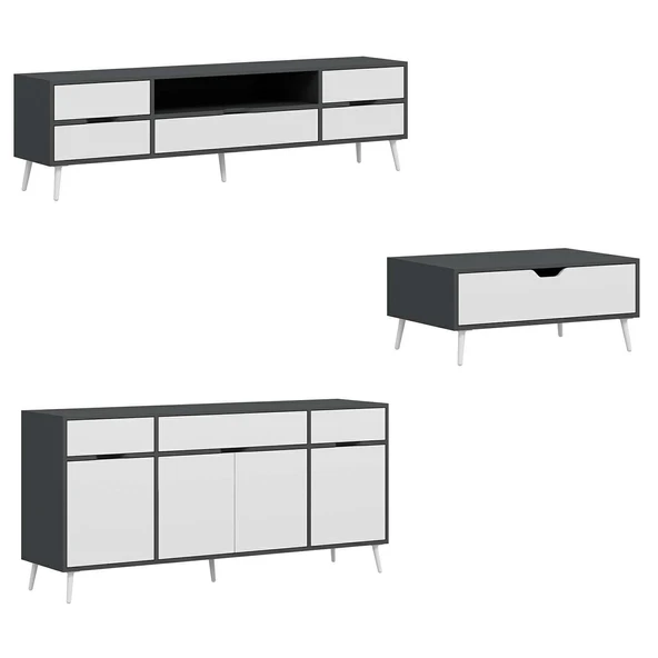 Minar Elina Set1 Antrasıt-Beyaz - Resim 4