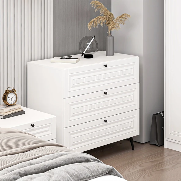 Minar Kale Şifonyer İlkbahar - Beyaz Beyaz - Resim 3