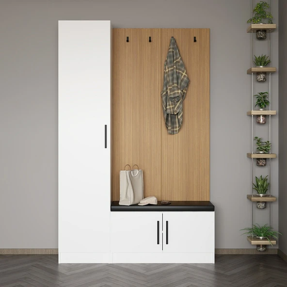 Minar Kale Dekor Panel 1 Kpk 1 Bölme Raf Port + Ayakkabılık Minderli Byz Byz