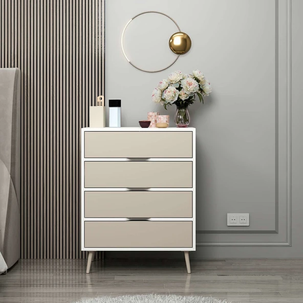 Minar Elina Ayaklı Şifonyer Beyaz-Kumtaşı - Resim 2