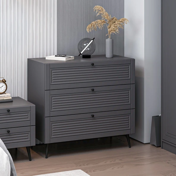 Minar Kale Şifonyer Pandora - Antrasit Antrasit - Resim 3