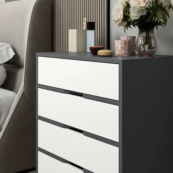 Minar Elina Ayaklı Şifonyer Antr-Beyaz - Resim 3