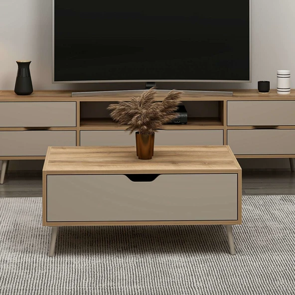 Minar Elina Ayaklı Orta Sehpa- Dore-Kumtaşı - Resim 3