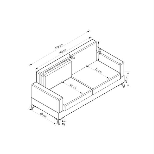 Minar Elina 3'Lü Koltuk - Antrasit Ayak Pixel010 - Resim 2